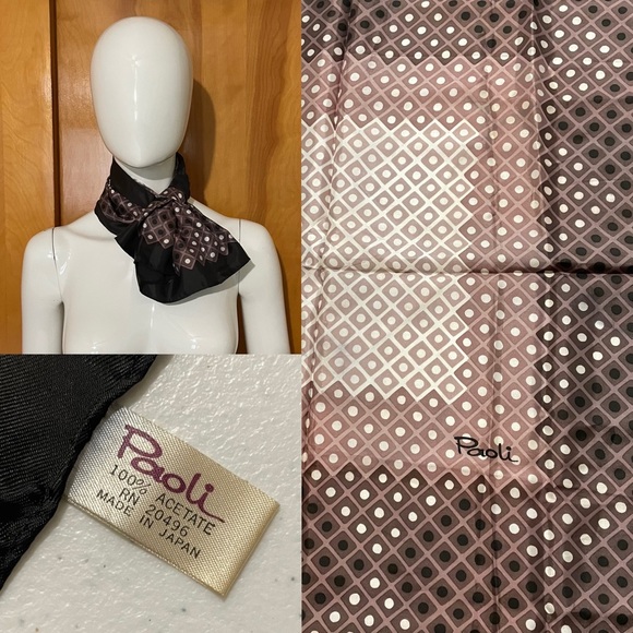 Vintage Gino Paoli Acetate Scarf Polka Dots Square Retro Mid Century Mod Art - Picture 1 of 8